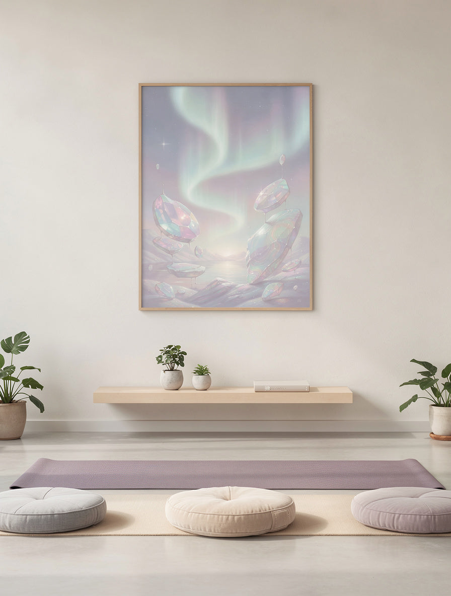Aurora Opal Dreams Minimalist Wall Art | Cosmic
