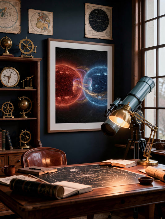 Binary Star System Eclipse | Celestial Canvas Art
