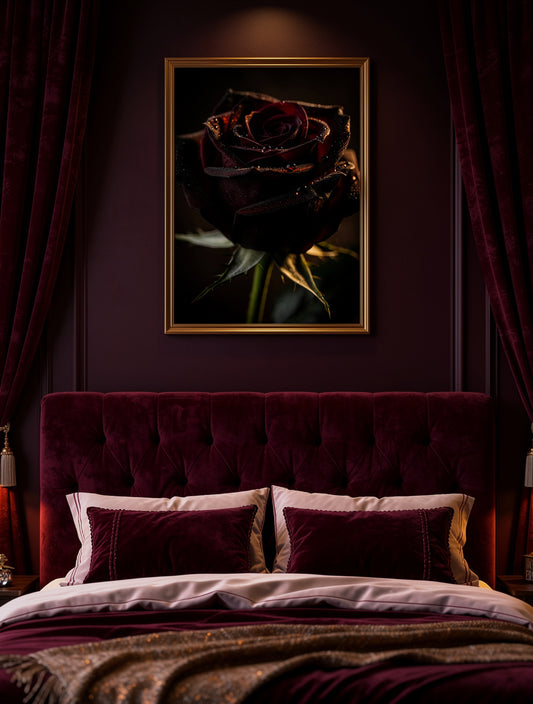 Black Rose Noir Dark Floral Wall Art | Gothic Canvas