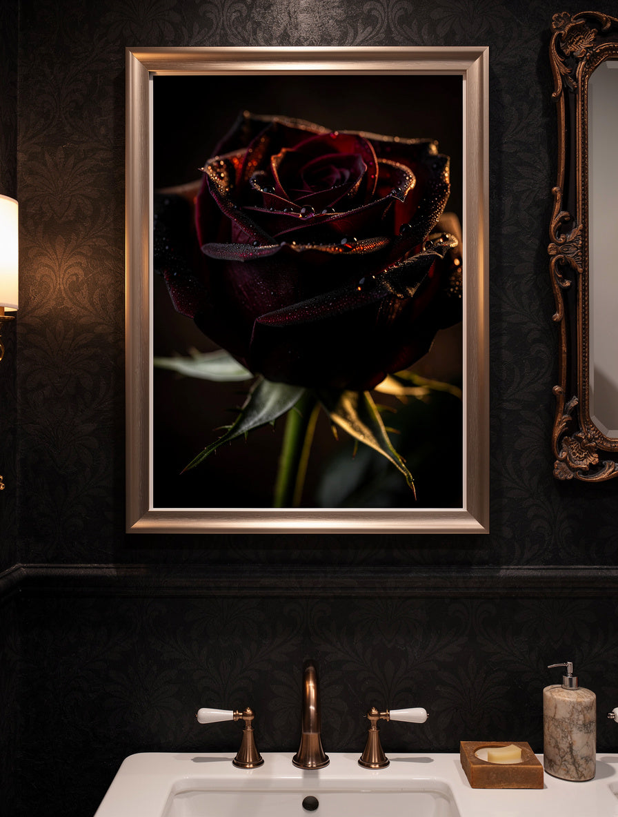 Black Rose Noir Dark Floral Wall Art | Gothic Canvas