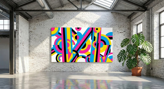 Carnival Stripe Geometric Wall Art | Bold Maximalist Print | Dopamine Decor Playful Statement Art