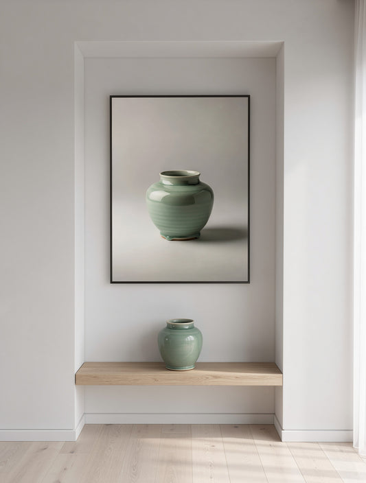 Celadon Ceramic Form Study | Korean Minimalist Art