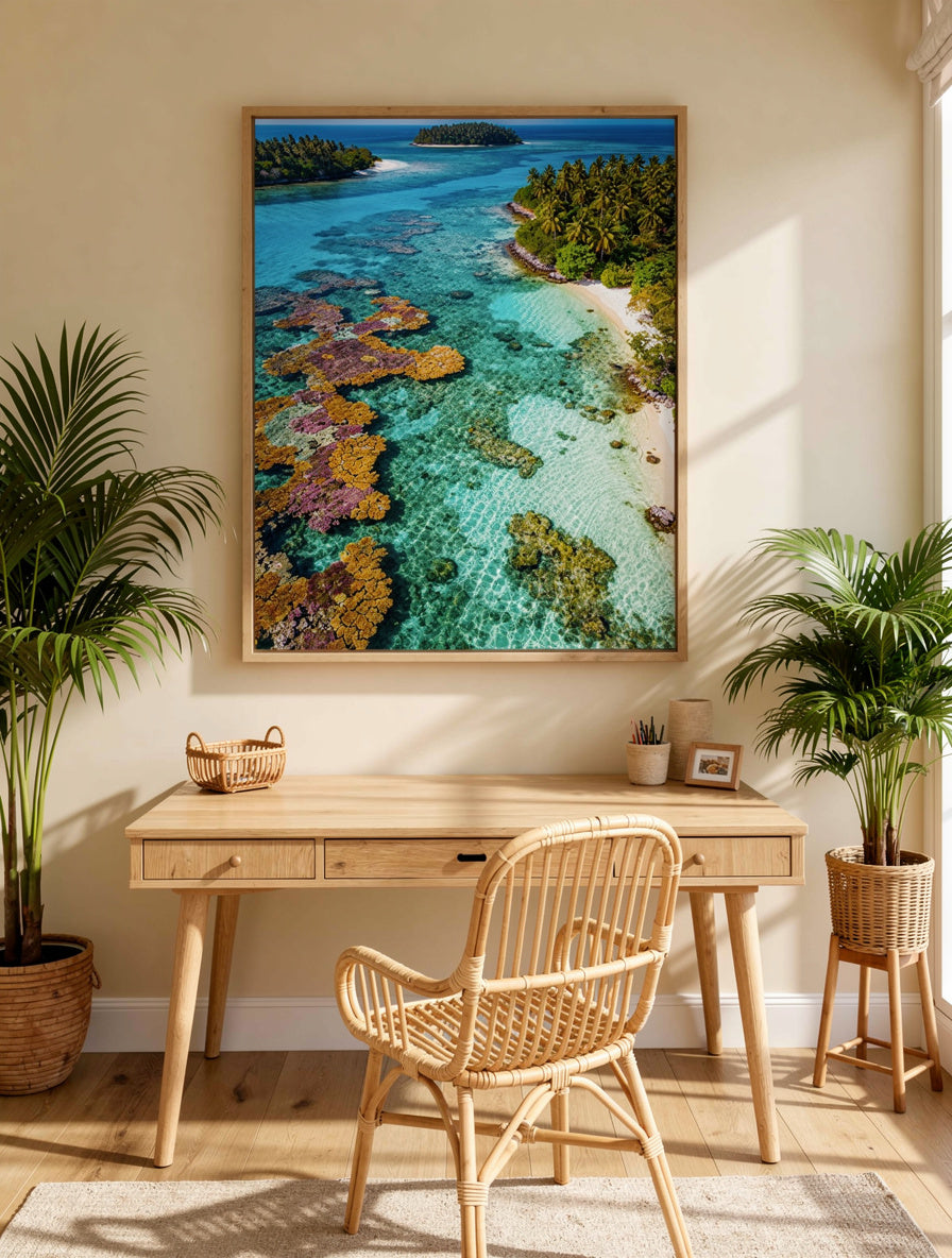 Coral Reef Aerial Paradise | Tropical Canvas Print