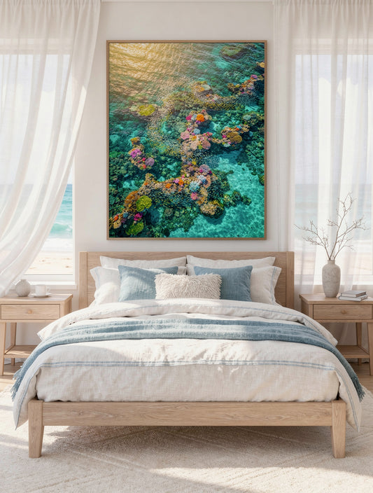 Coral Reef Aerial Paradise Wall Art | Tropical Canvas