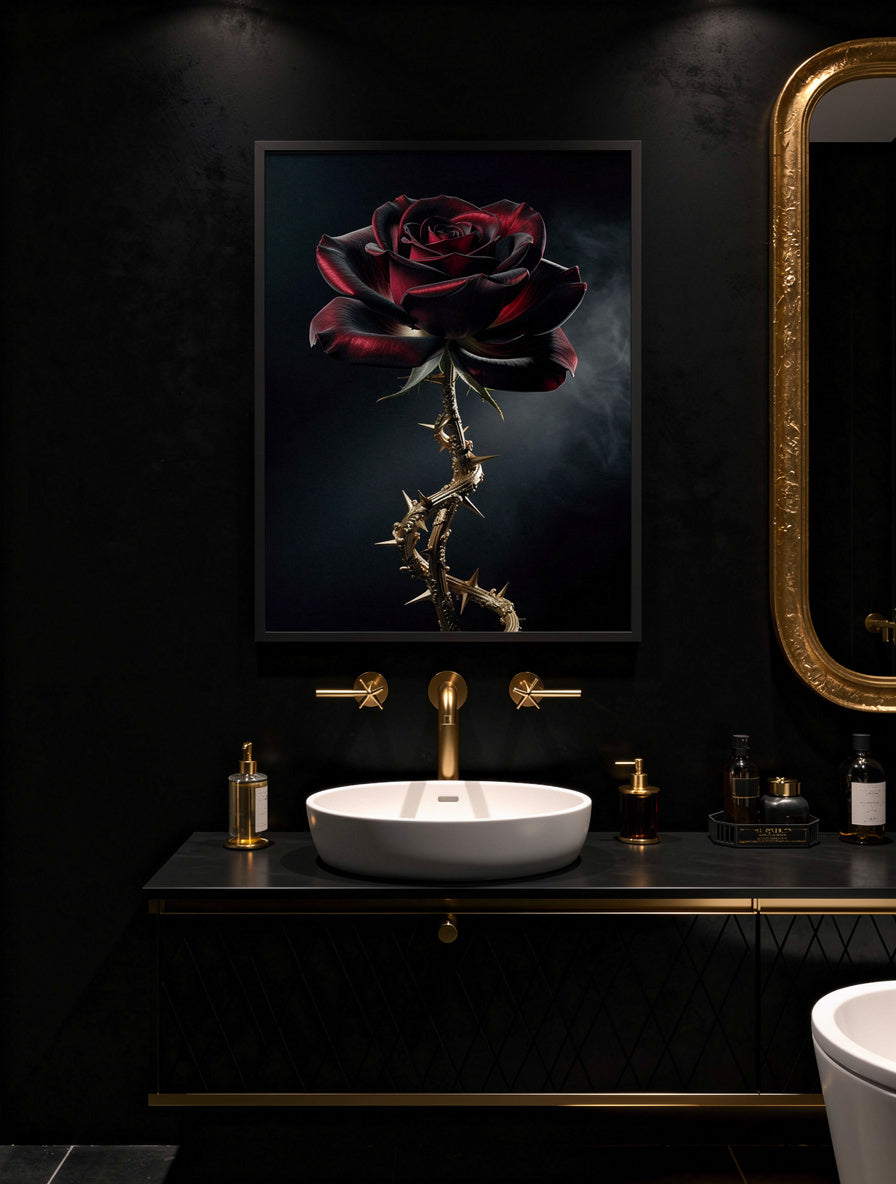Crimson Velvet Rose Noir | Dark Floral Gothic Art