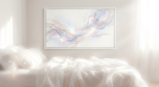 Celestial Opal Dream Abstract Wall Art | Iridescent Minimalist Print for Bedroom & Spa Decor
