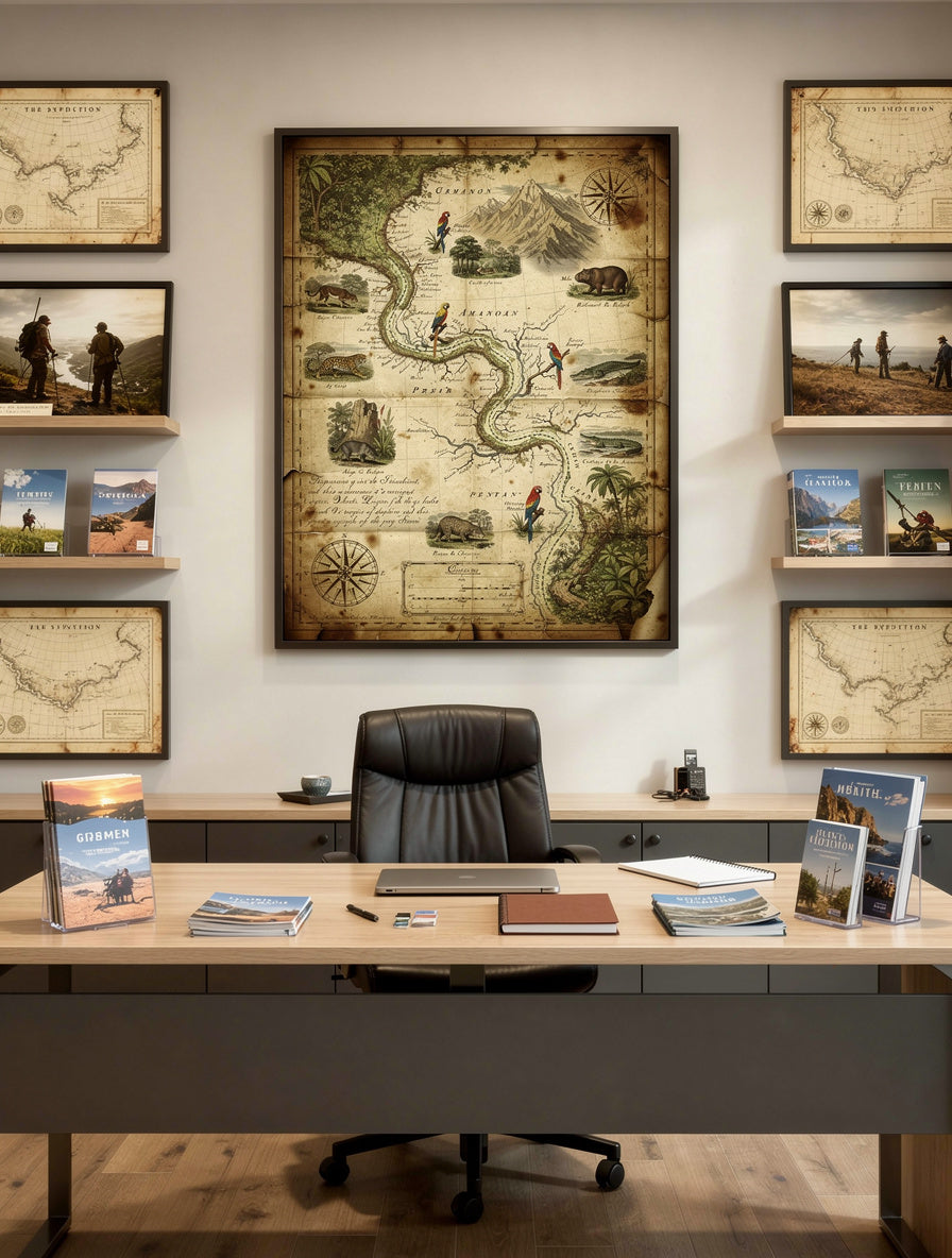 Amazon Expedition Route Vintage Map | Antique Canvas