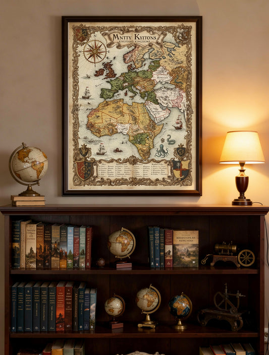 Explorer's Map of Mythical Lands | Vintage Canvas Art