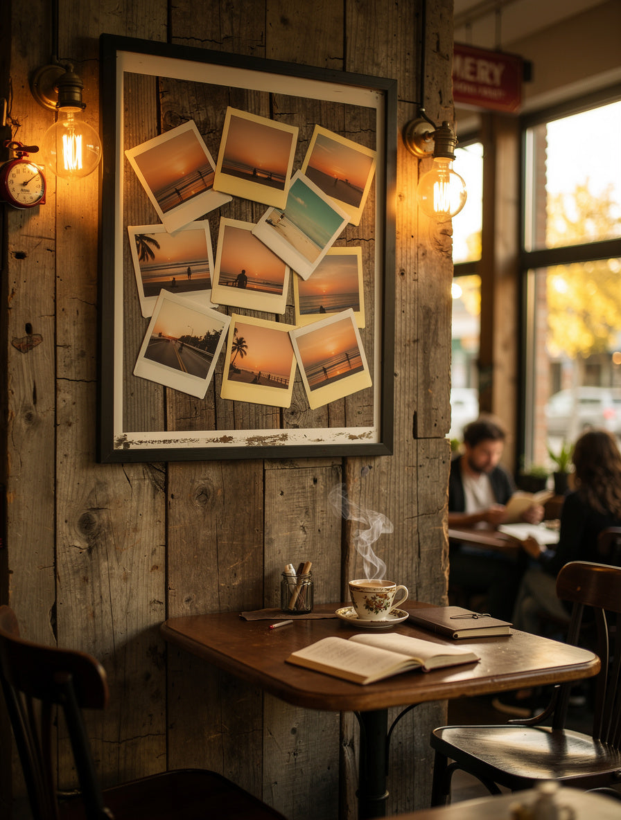 Faded Sunset Polaroid Memories Wall Art | Vintage