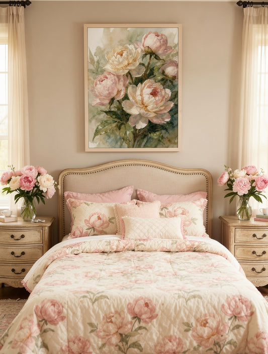 Peonies in Morning Mist Watercolor | Botanical Art