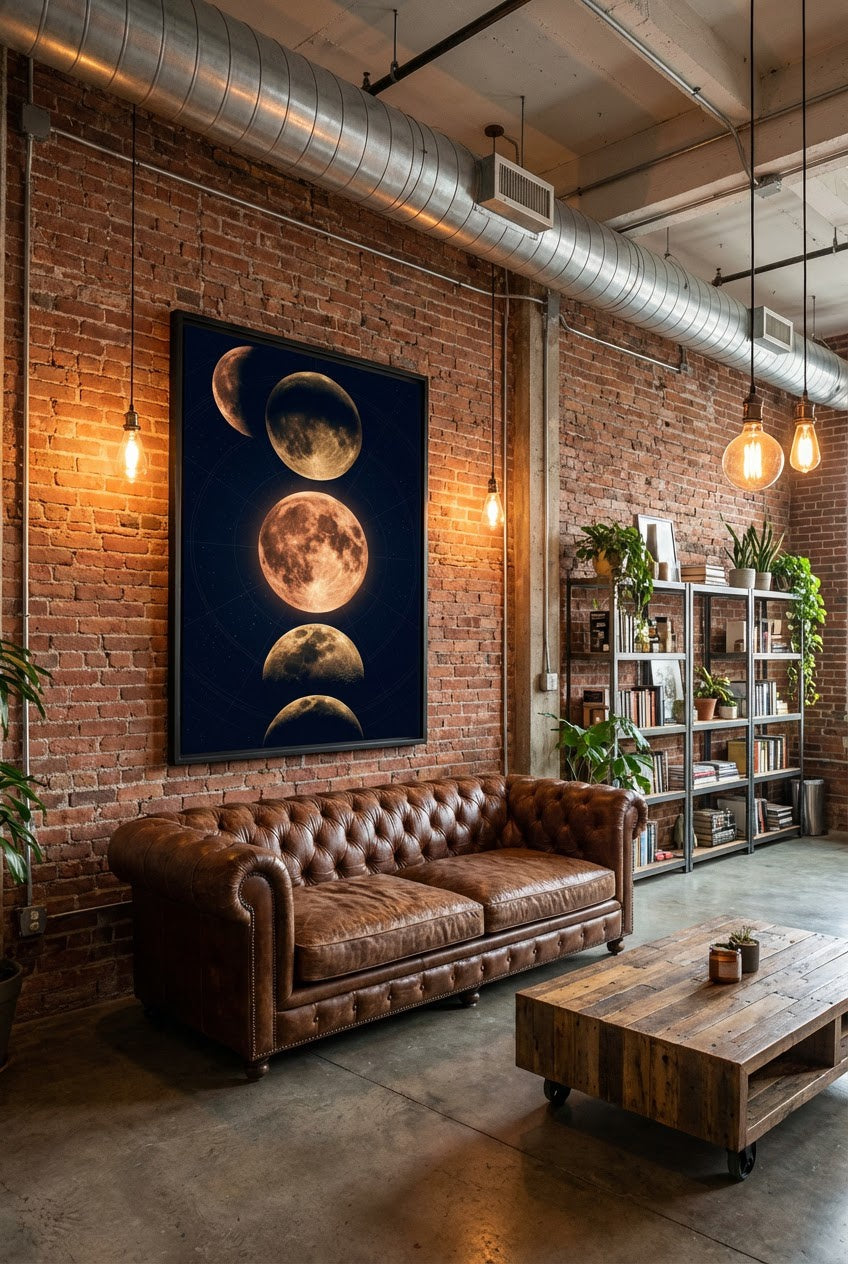 Phases of the Copper Moon Celestial Wall Art | Lunar Cycle Print for Bedroom & Nursery Decor