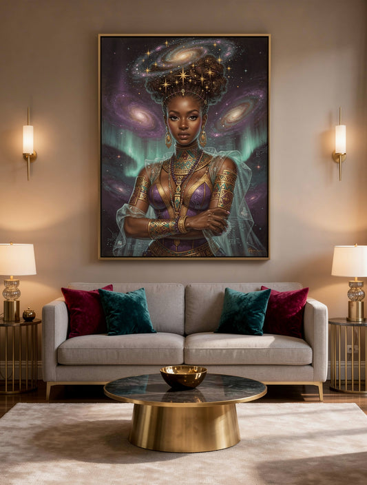 Queen of Stardust Crowns Afrofuturism Wall Art | Canvas