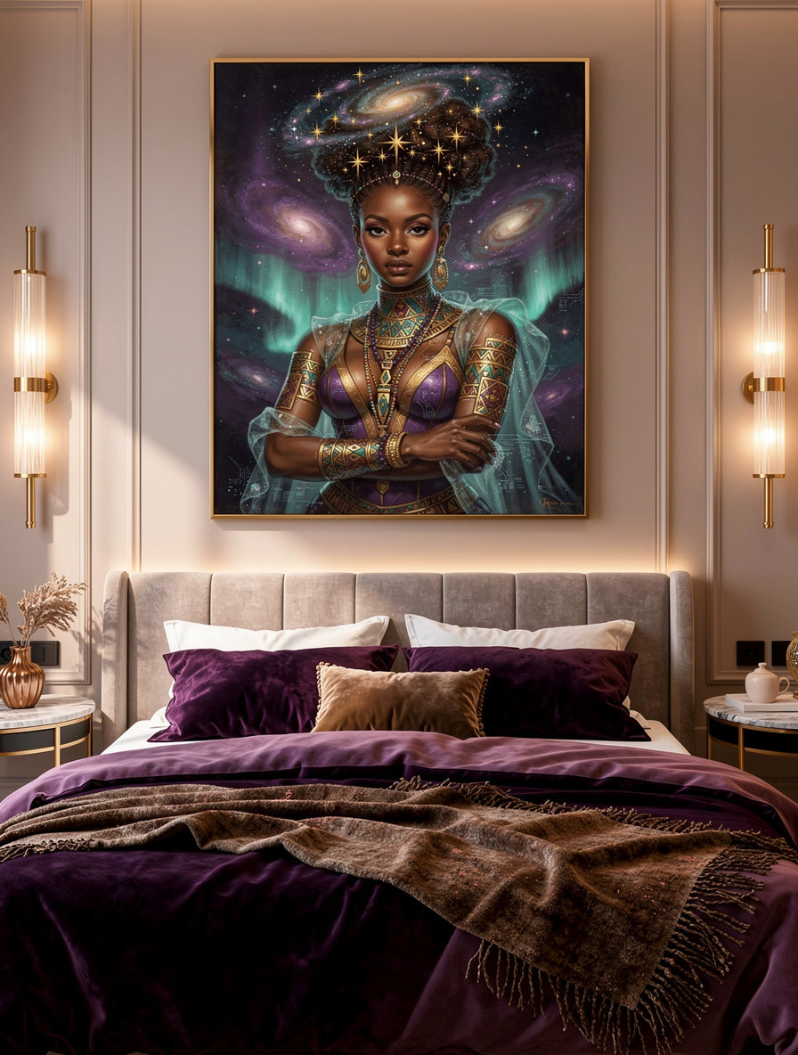 Queen of Stardust Crowns Afrofuturism Wall Art | Canvas