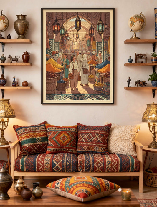 Retro Marrakech Souk Expedition Wall Art | Vintage