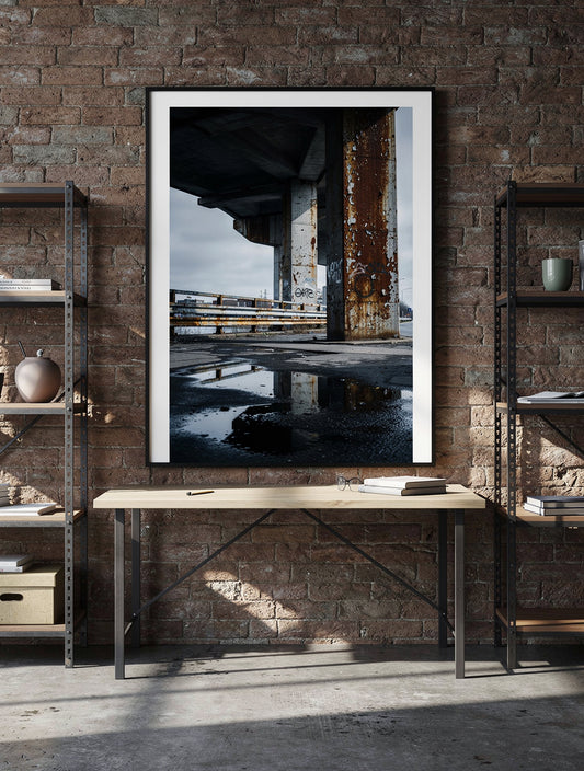 Rust and Rain Industrial Underpass | Urban Wall Art