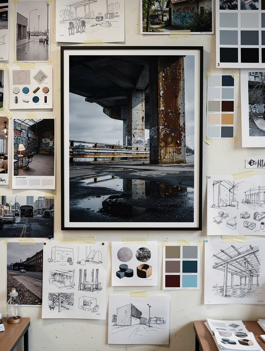 Rust and Rain Industrial Underpass | Urban Wall Art