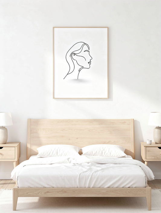 Single Stroke Woman Profile Line Art | Minimalist Canvas
