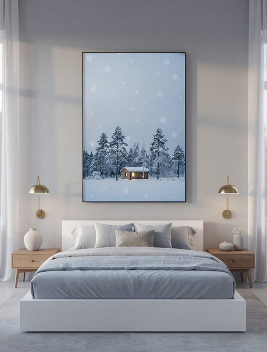 Snowy Pine Forest Silence Minimalist | Winter Canvas Art