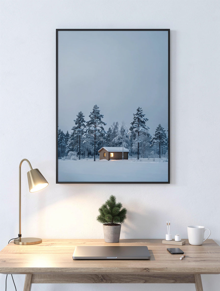 Snowy Pine Forest Silence Minimalist | Winter Canvas Art