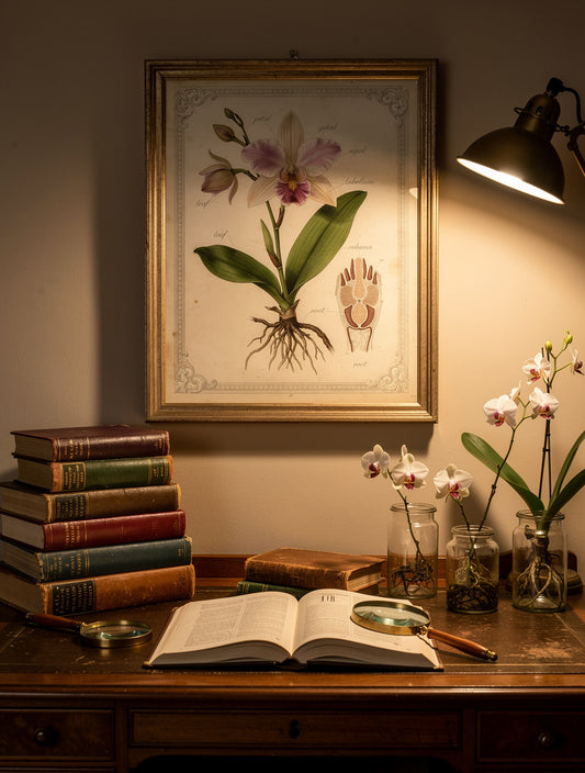 Victorian Botanical Orchid Anatomy Wall Art | Scientific