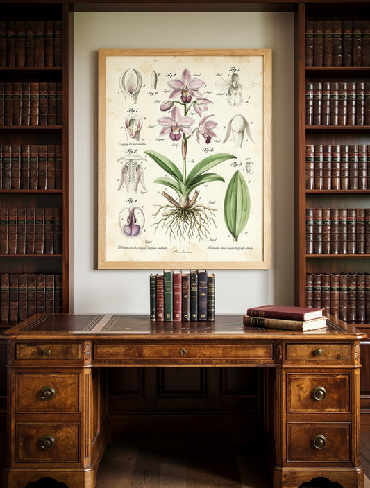 Victorian Orchid Anatomy Study Wall Art | Botanical Print