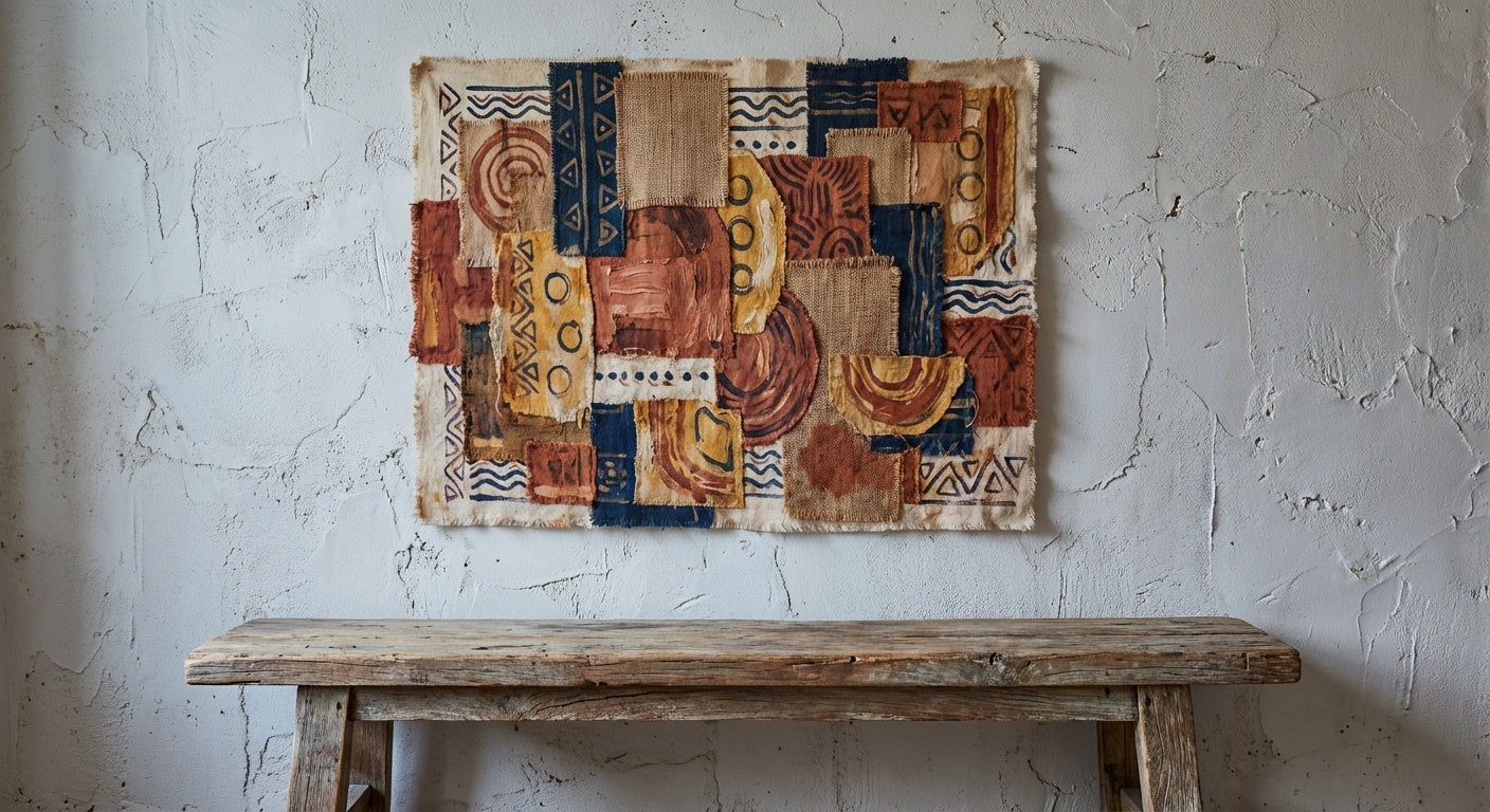 Woven Earth Abstract Wall Art | Warm Textured Afro-Bohemian Print