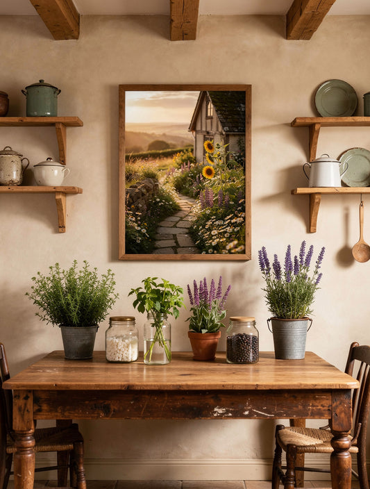 Wildflower Cottage Garden Wall Art | Golden Hour