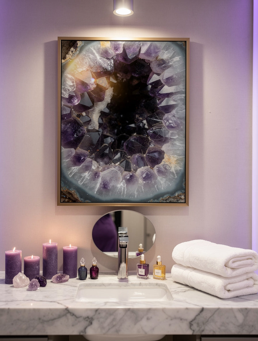 Amethyst Geode Cathedral Wall Art | Macro Crystal