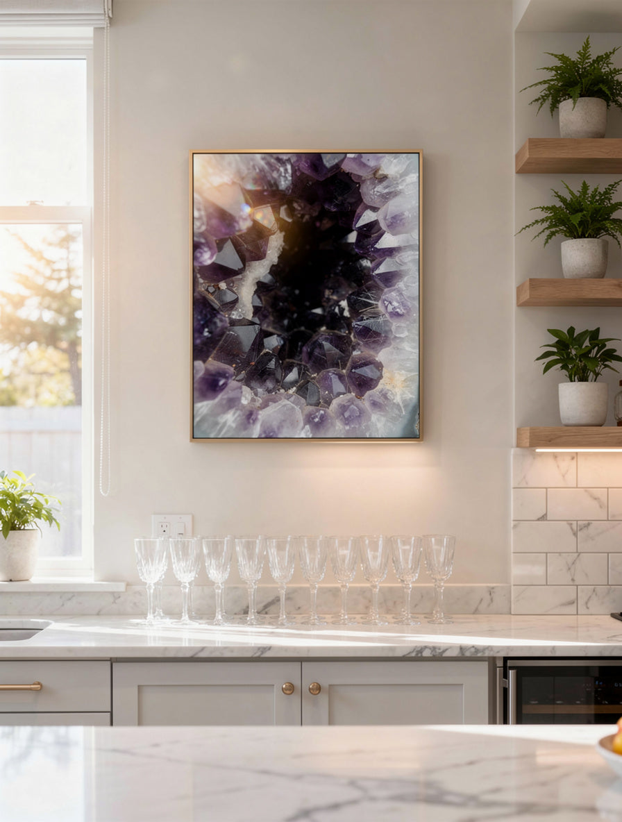 Amethyst Geode Cathedral Wall Art | Macro Crystal