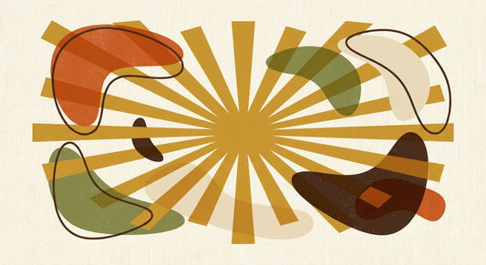 Atomic Sunrise Composition | Mid-Century Modern Abstract Wall Art | Retro Geometric Print