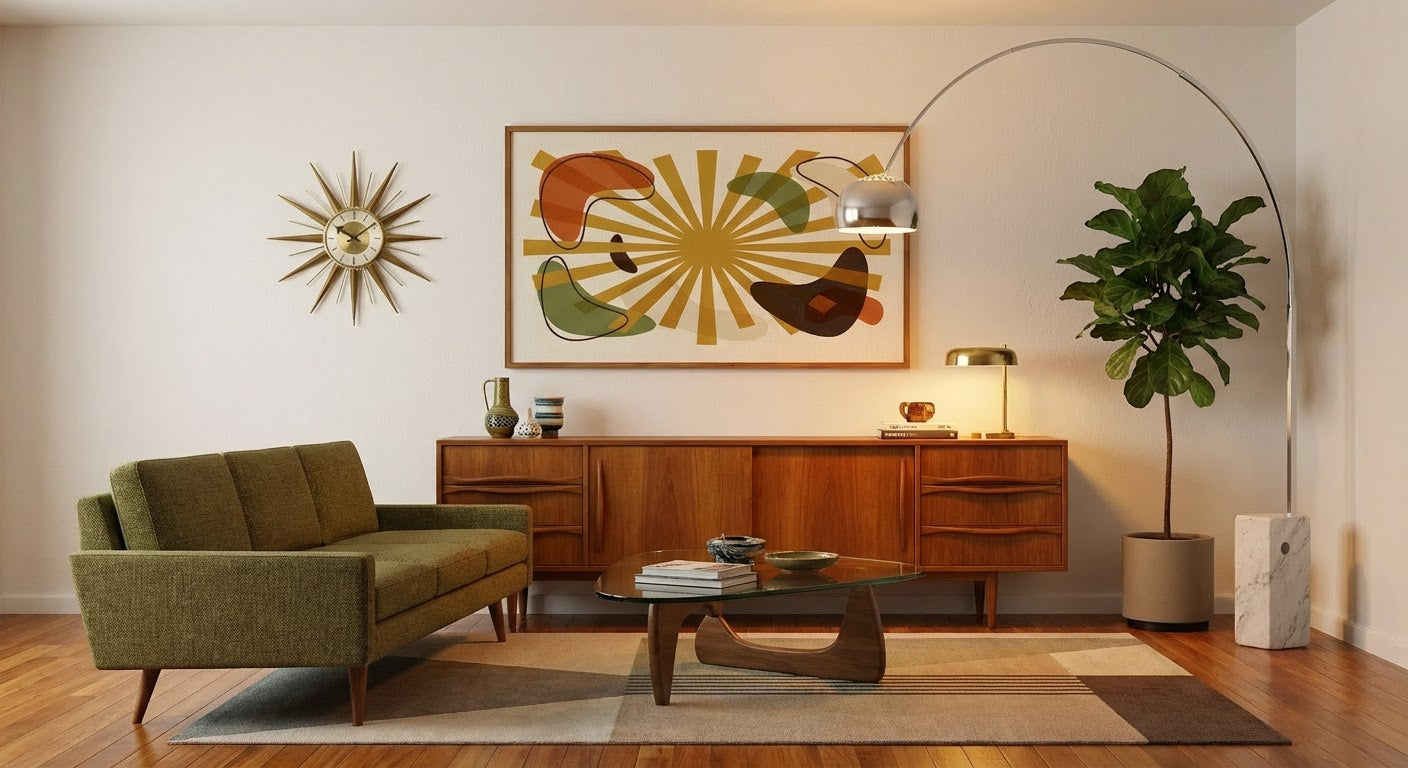 Atomic Sunrise | Mid-Century Modern Abstract Retro Geometric Wall Art