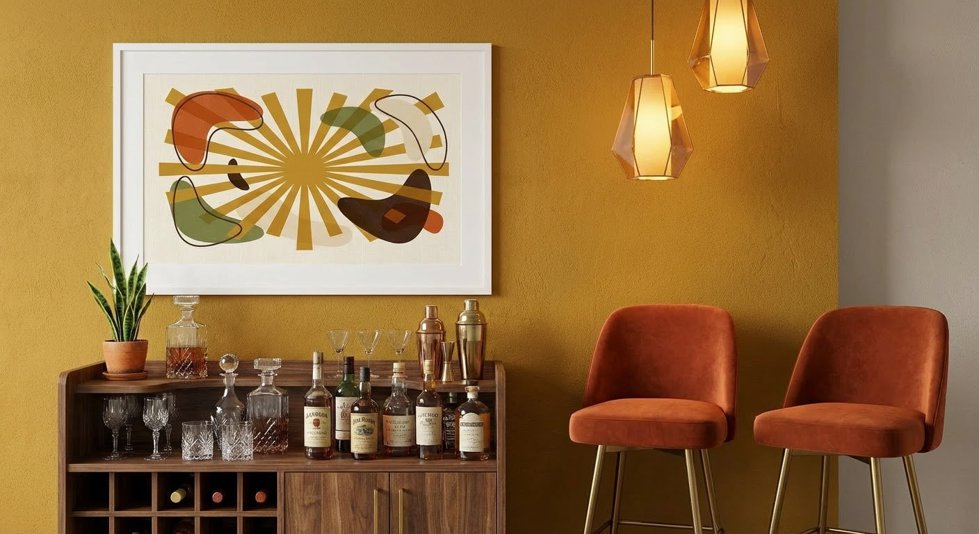Atomic Sunrise | Mid-Century Modern Abstract Retro Geometric Wall Art