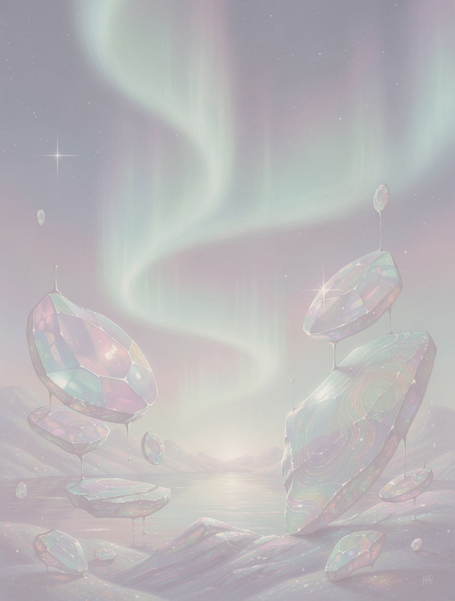 Aurora Opal Dreams Minimalist Wall Art | Cosmic