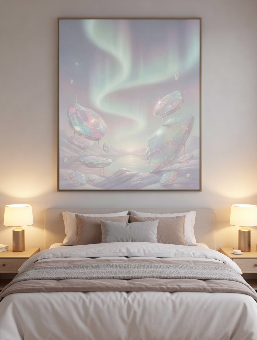 Aurora Opal Dreams Minimalist Wall Art | Cosmic