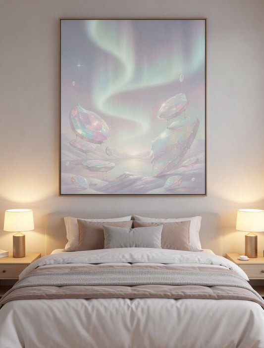 Aurora Opal Dreams Minimalist Wall Art | Cosmic