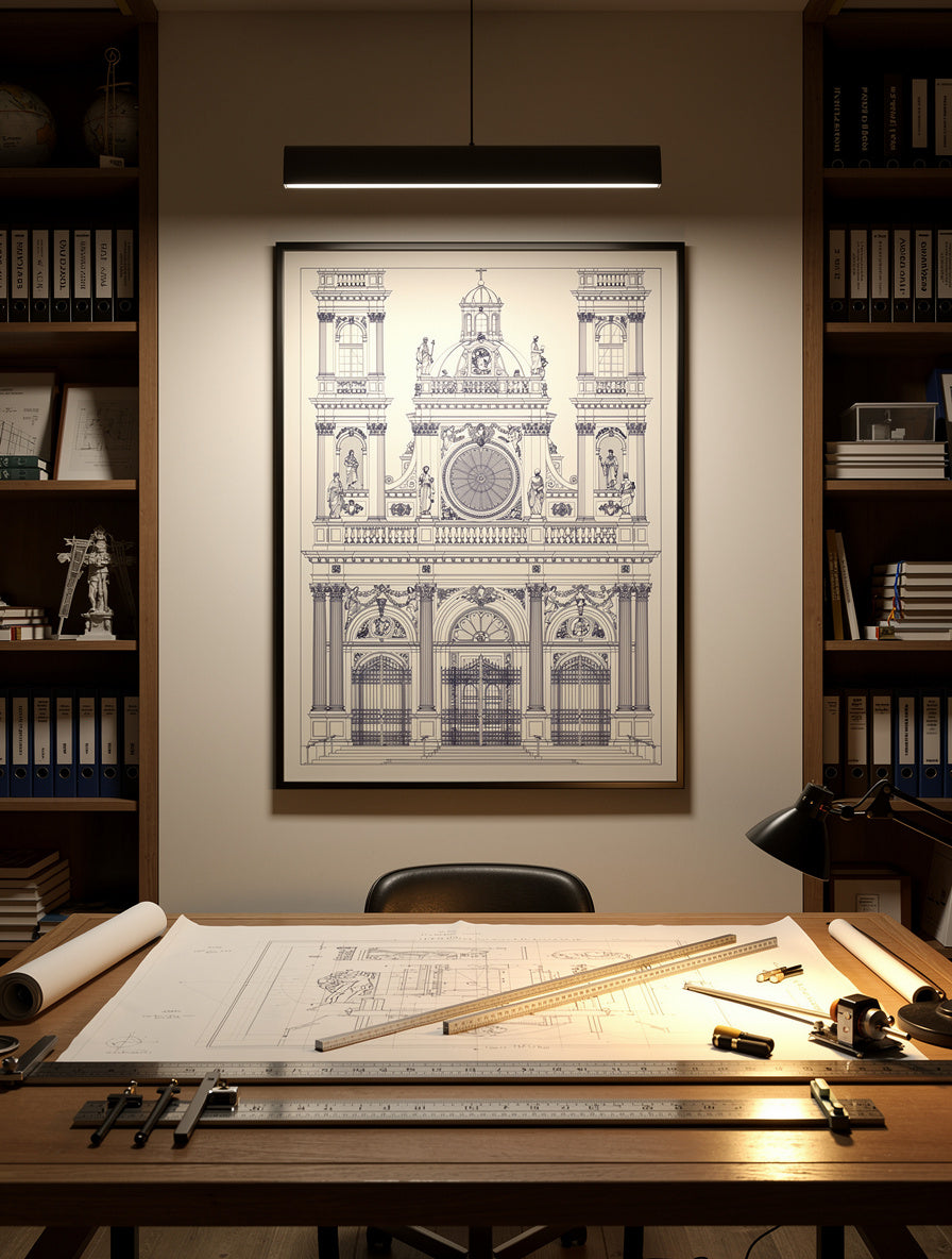 Baroque Cathedral Geometry Wall Art | Blueprint Line