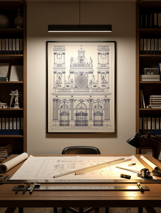 Baroque Cathedral Geometry Wall Art | Blueprint Line