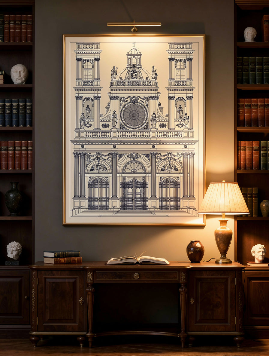 Baroque Cathedral Geometry Wall Art | Blueprint Line