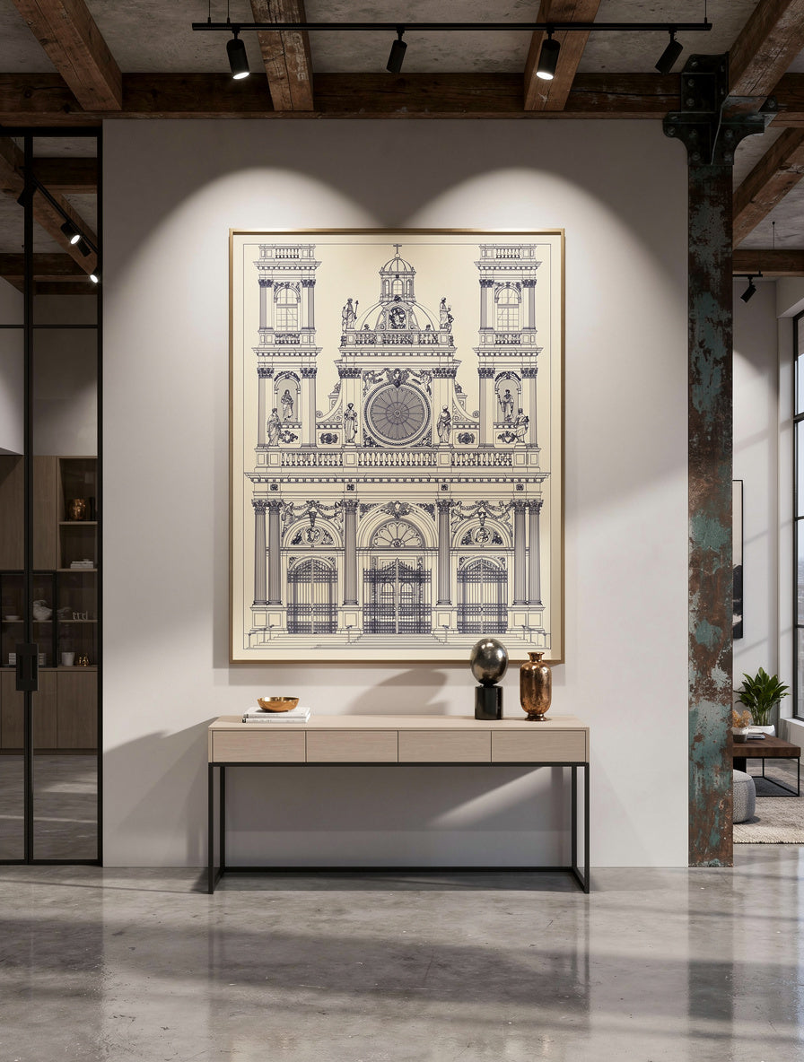 Baroque Cathedral Geometry Wall Art | Blueprint Line
