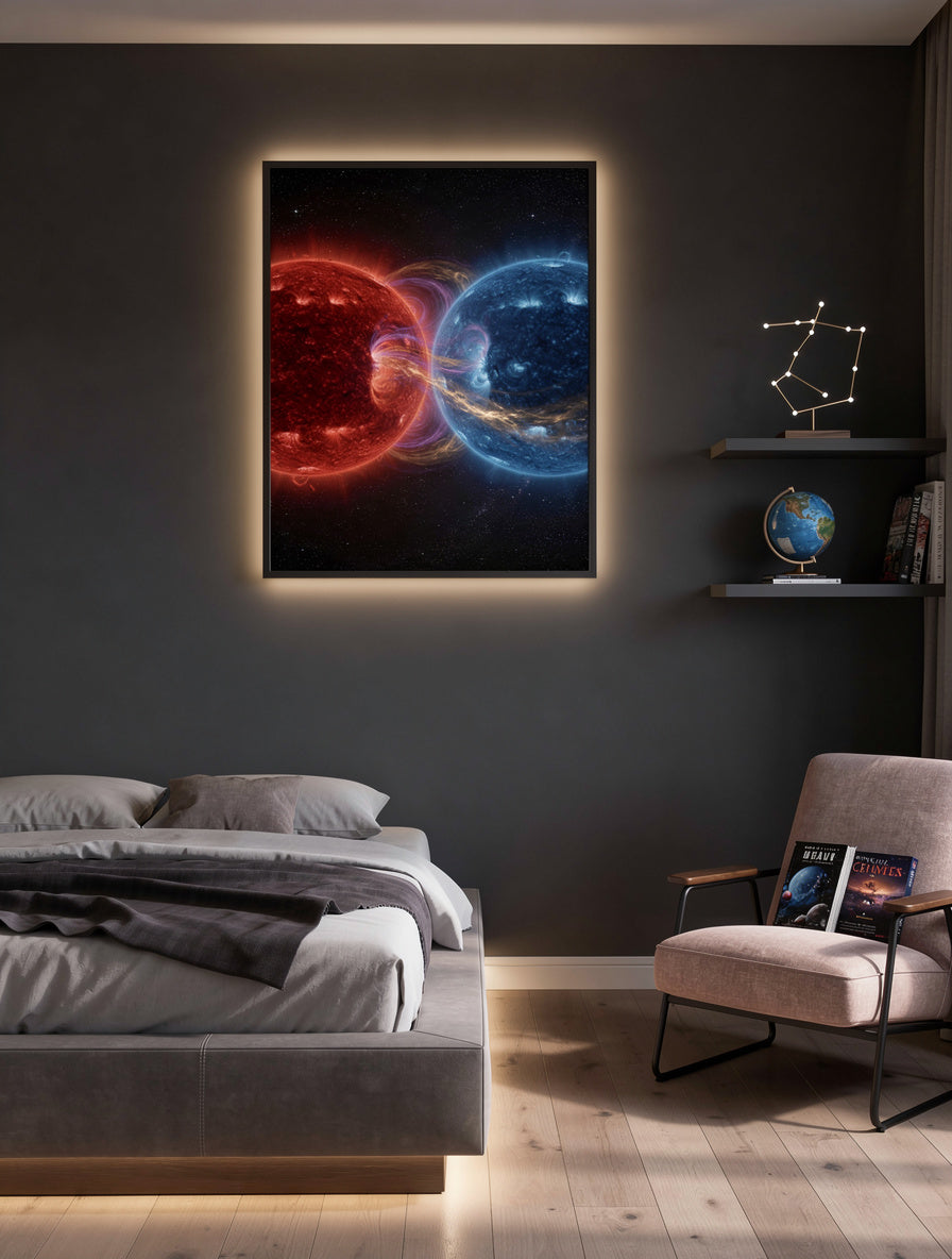 Binary Star System Eclipse | Celestial Canvas Art