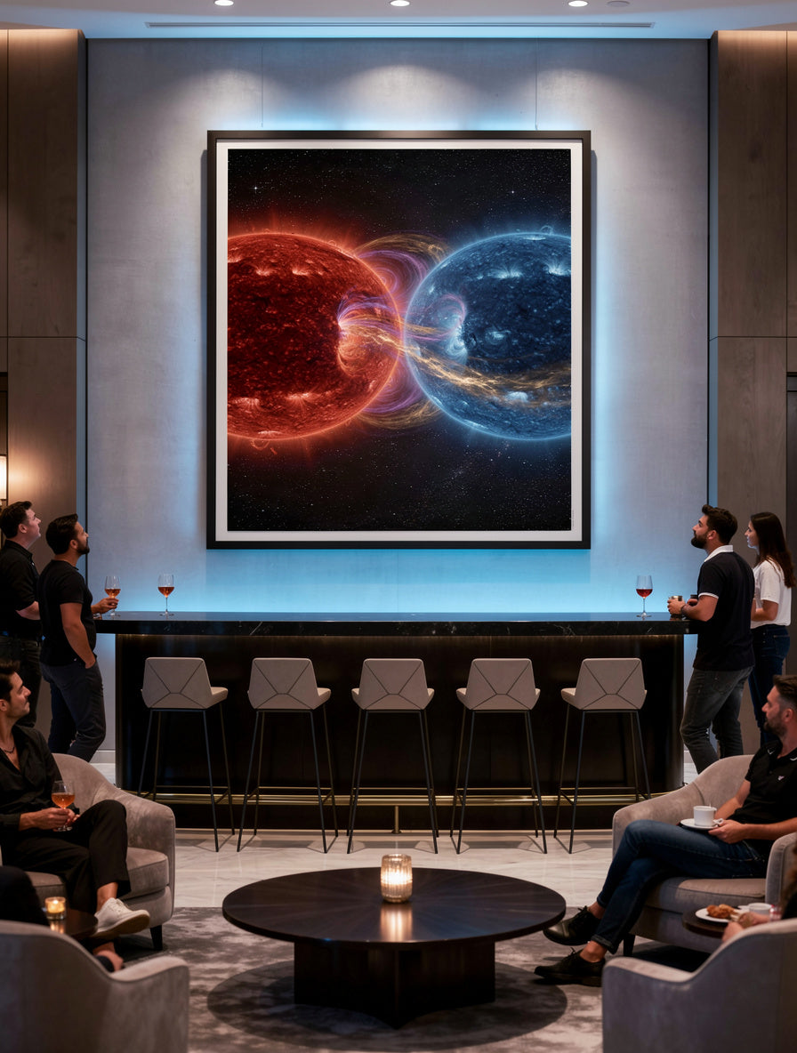 Binary Star System Eclipse | Celestial Canvas Art