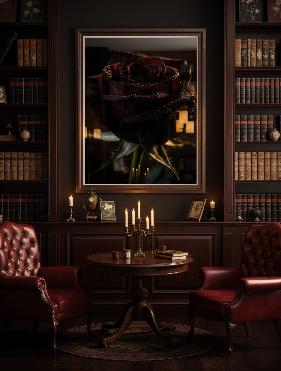 Black Rose Noir Dark Floral Wall Art | Gothic Canvas