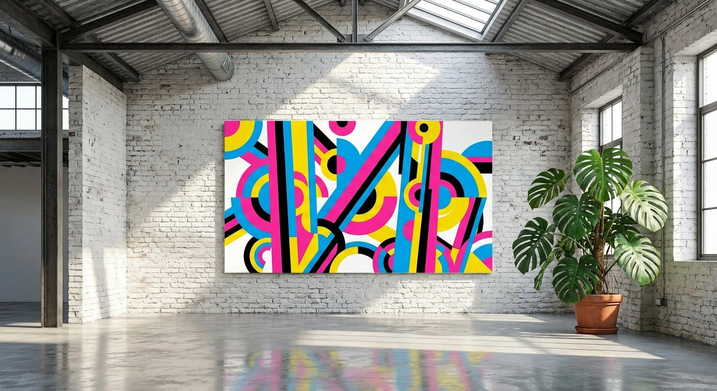 Carnival Stripe Geometric Wall Art | Bold Maximalist Print | Dopamine Decor Playful Statement Art