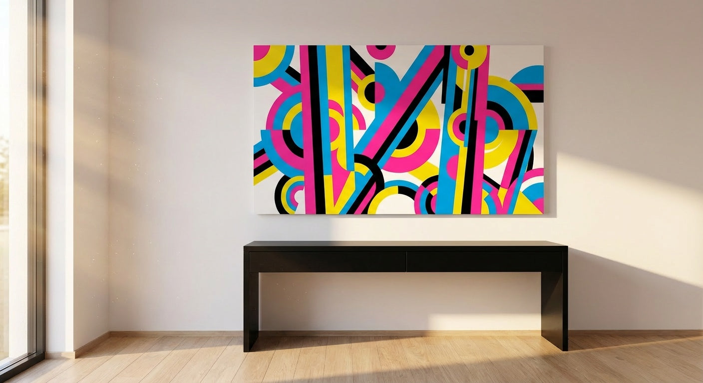 Carnival Stripe Geometric Wall Art | Bold Maximalist Print | Dopamine Decor Playful Statement Art