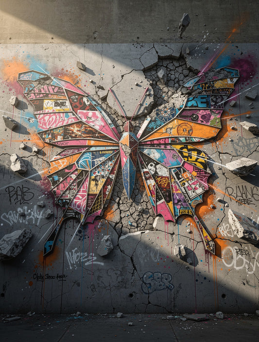 Butterfly Breaking Free Mural | Urban Street Art