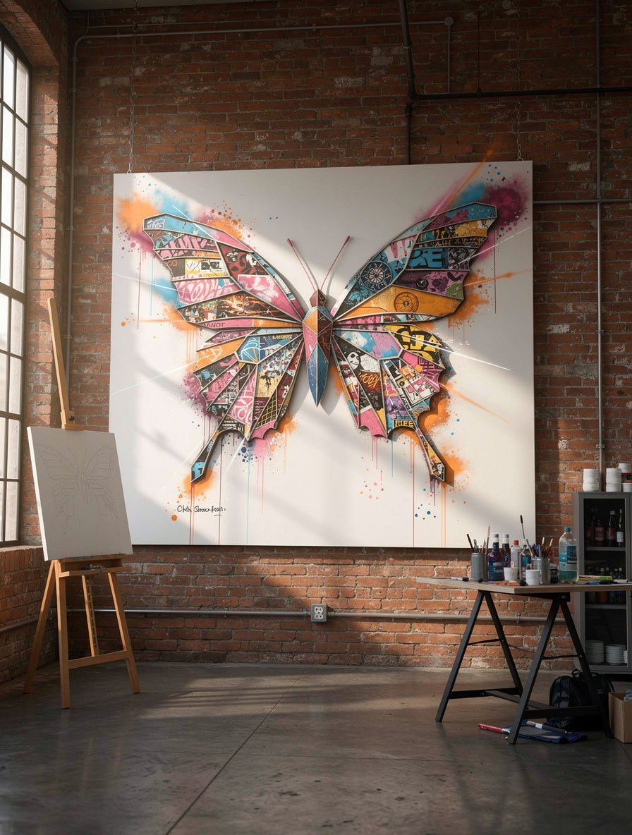 Butterfly Breaking Free Mural | Urban Street Art