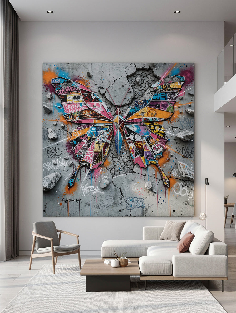 Butterfly Breaking Free Mural | Urban Street Art