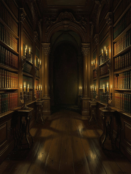 Candlelit Manuscript Library Wall Art | Dark Academia