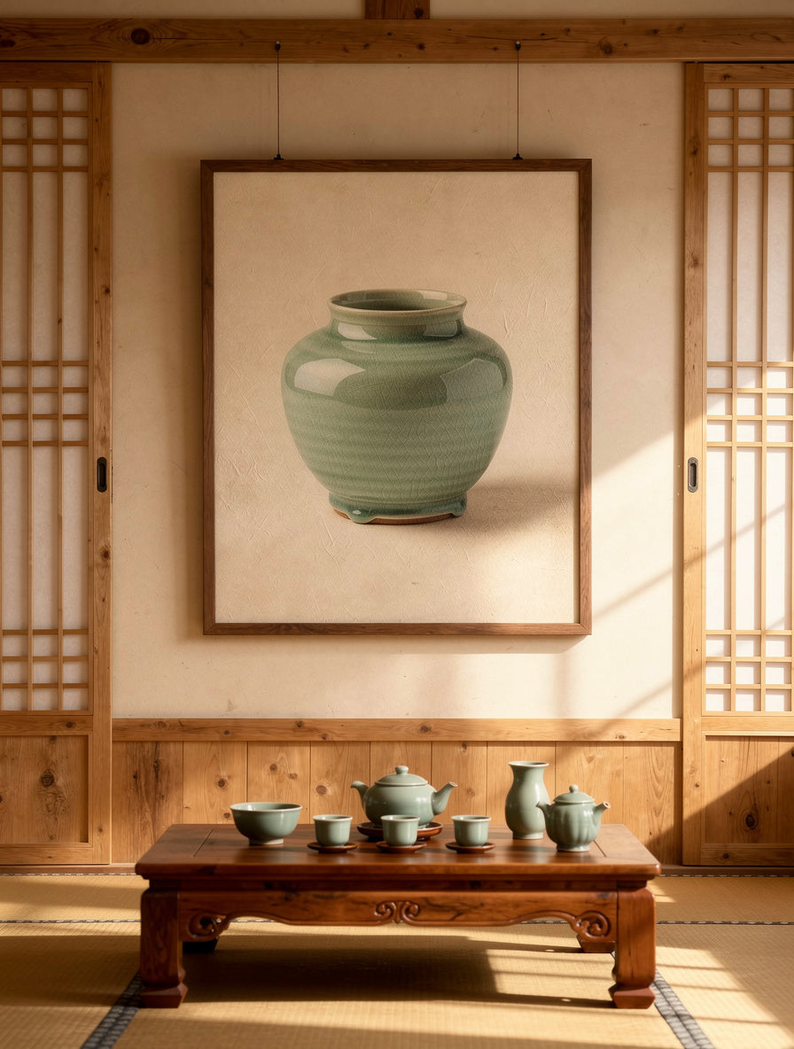 Celadon Ceramic Form Study | Korean Minimalist Art
