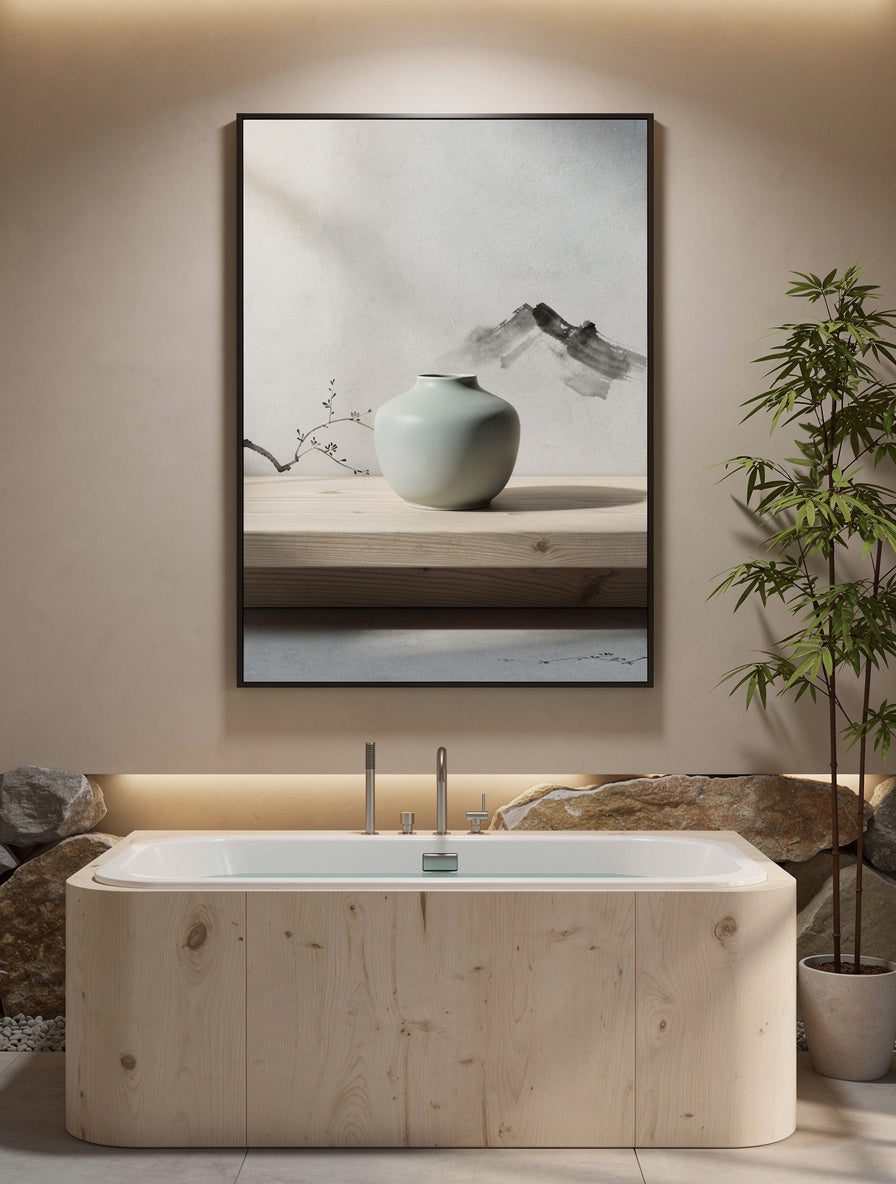 Celadon Morning Stillness Korean Art | Minimalist Canvas